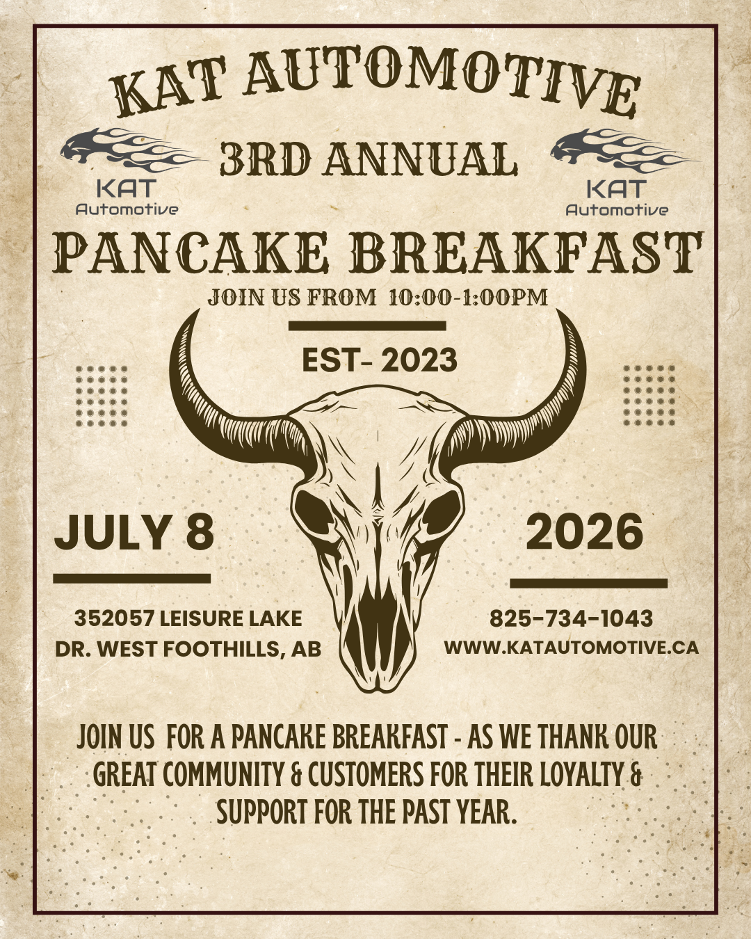 Stampede Breakfast, Mechanic, RedWEood Meadows, Bragg Creek, Priddis, Thank you Western, Breakfast